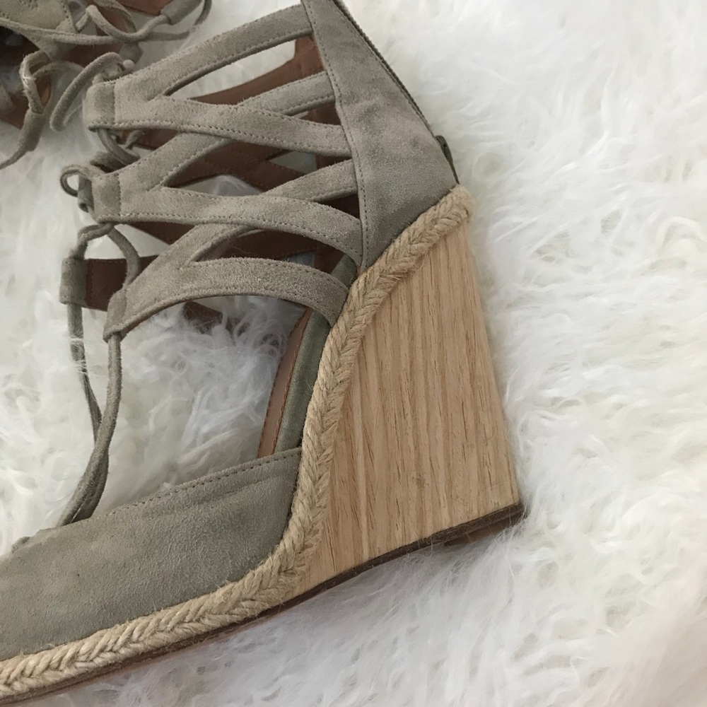 Aquazurra Suede Taupe  Belgravia Wedge Espadrille - Picture 4 of 8